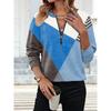 European and American Autumn and Winter Fashion Geometric Print Round Neck Zipper Women's Long Sleeve T-shirt
