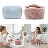Durable Fuzzy Makeup Bag Leopard Print Large Capacity Toiletry Organizer Portable Cosmetic Bag Travel