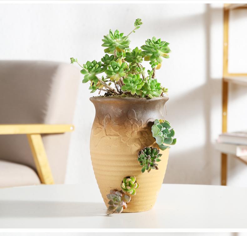 Vaso in ceramica personalità creativa vaso per fiori succulenti poroso grande capacità cambio colore graduale ornamento da esterno giardino cinese