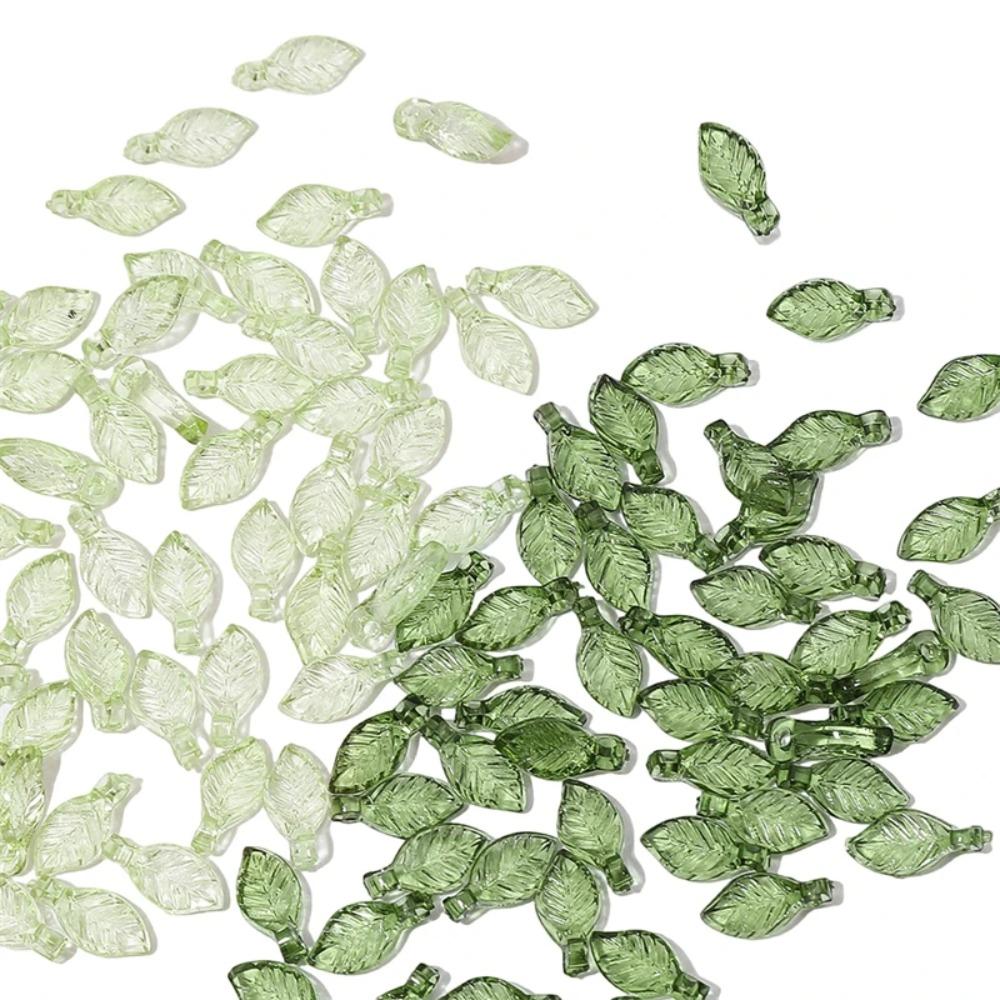 Transparent Green Acrylic Leaf Beads Leaf Shape Charms Leaf Shape Beads DIY Jewelry Making