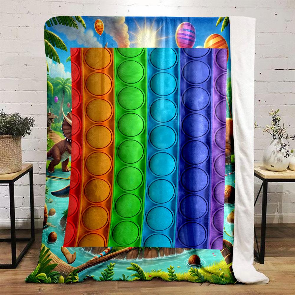 Rainbow Striped Bubble Pattern Blanket bedroom Blanket for Livingroom Couch lunch break Soft throw for Friend's festival Gift