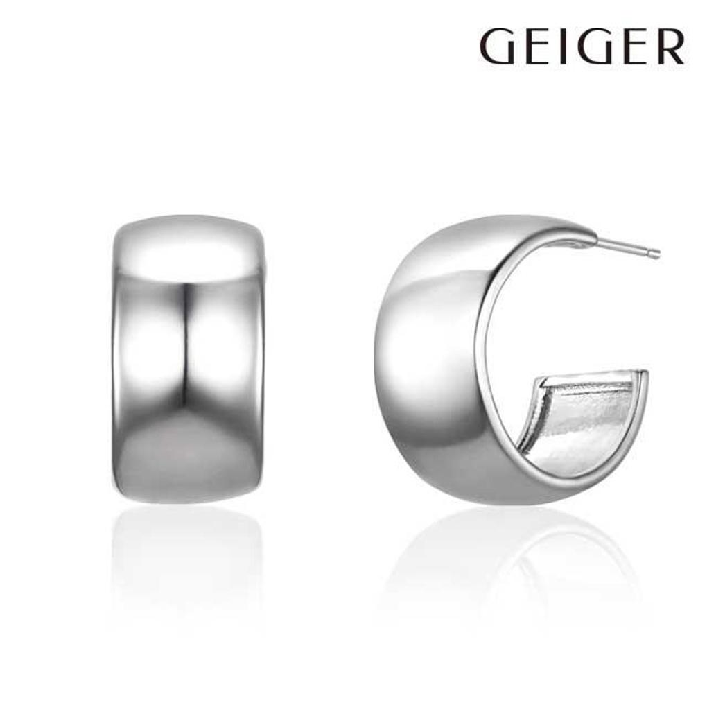 Silver Bold Round Half Ring Earrings GISVEE140