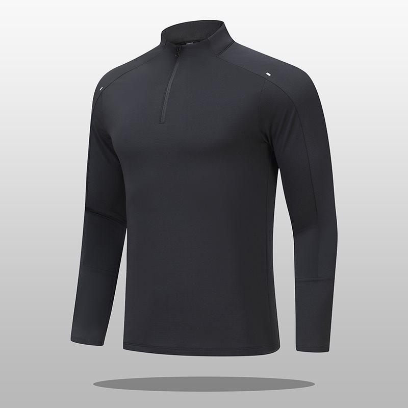 Men's Quick-Dry Half-Zip Stretch T-Shirt: Spring Long-Sleeve for Casual Sports, Mountaineering, Running, and Fitness