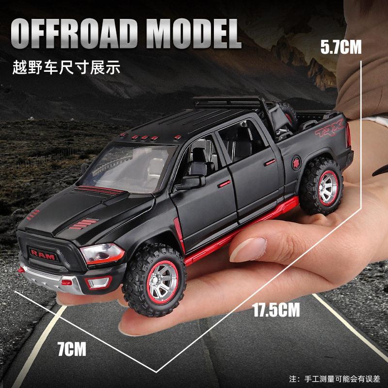 1:32 Dodge Ram TRX Terrängmodifierad Pickupbil Legering Metall Pressgjuten Modellbil Ljud Och Ljus Pull Back Leksak Samlarföremål Gåvor