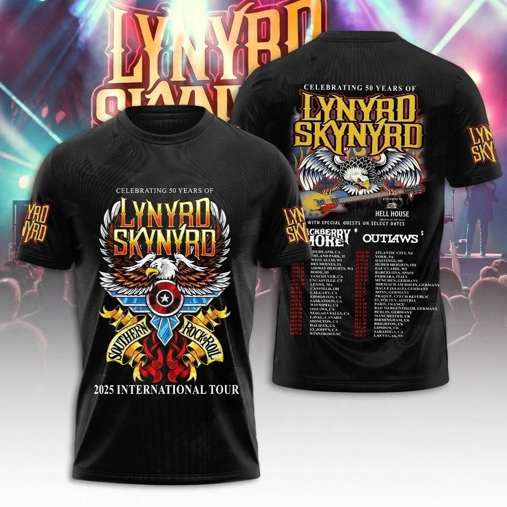 Lynyrd Skynyrd Celebrating 50 Years 2026 International Tour 3D Aop T-Shirt XXXL