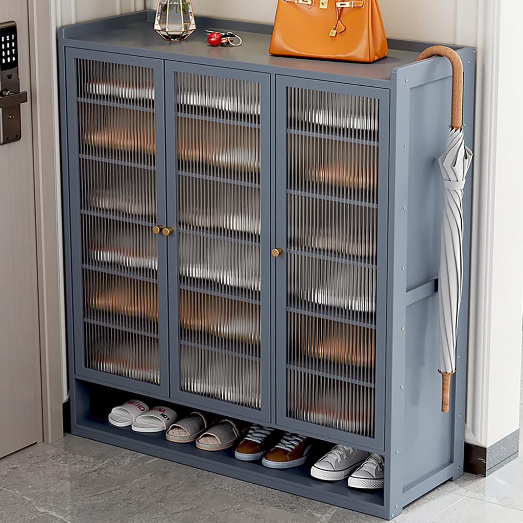 3-door 8-story Fog Blue Shoe Cabinet, Storage Cabinet Suitable for Corridors, Cloakrooms & Living Rooms, Display Storage Holder