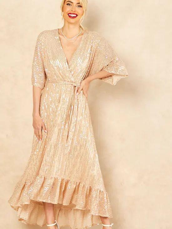 Elegante Europese Pailletten Avondjurk met Elastische Taille voor Dames
