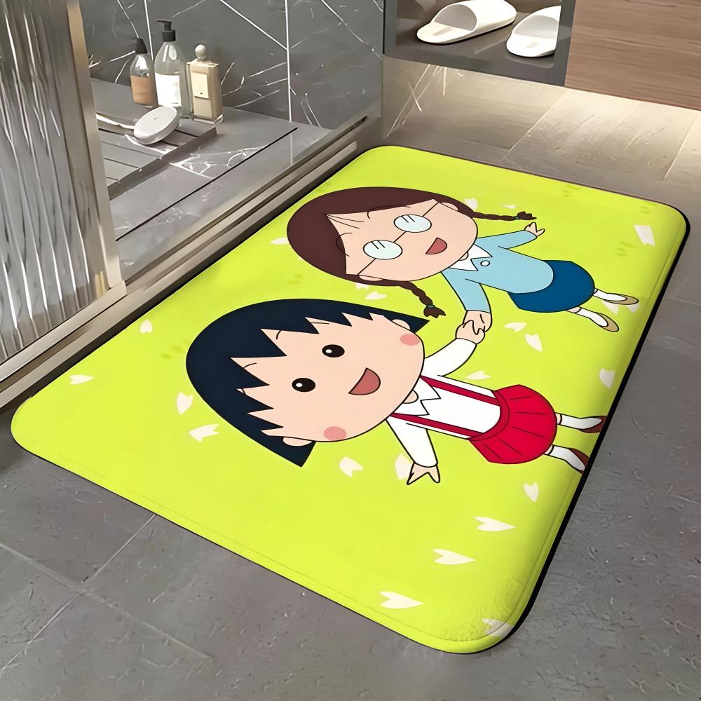 anime C-Chibi Maruko-chan Floor Mat Soft Flannel Entrance Door Mat Non Slip Absorbent Bathroom Bedroom Floor Rug