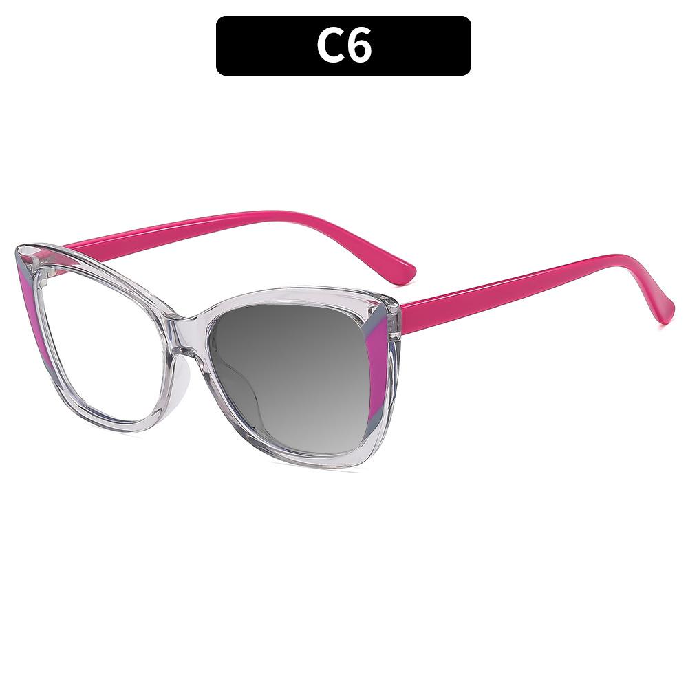 Neues Design Transparenter quadratischer Rahmen Photochromie Lesebrille Damen Blaulichtfilter Weitsicht Rezeptbrille 0~+600