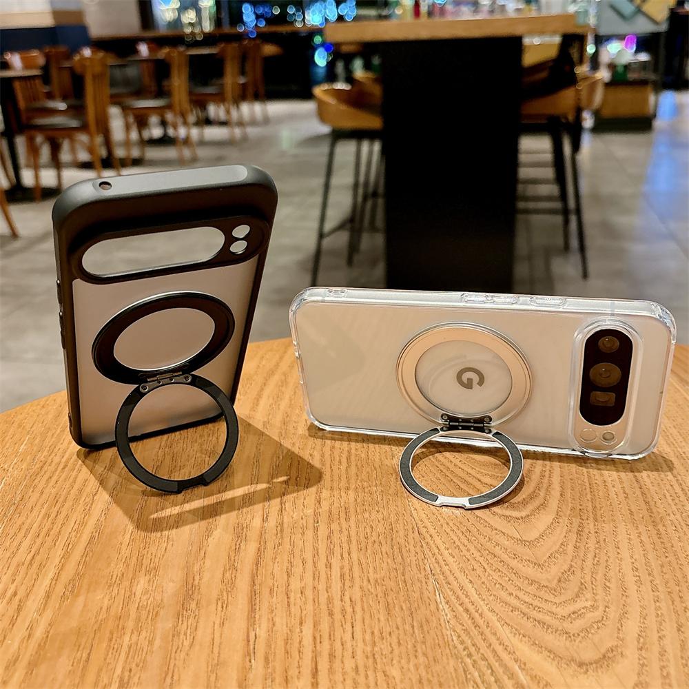 Rotating Magnetic Bracket Shockproof Case for Google Pixel 10 Pro XL 9 9A 8 8 A 7 6 for Folding Stand Matte Clear Cover