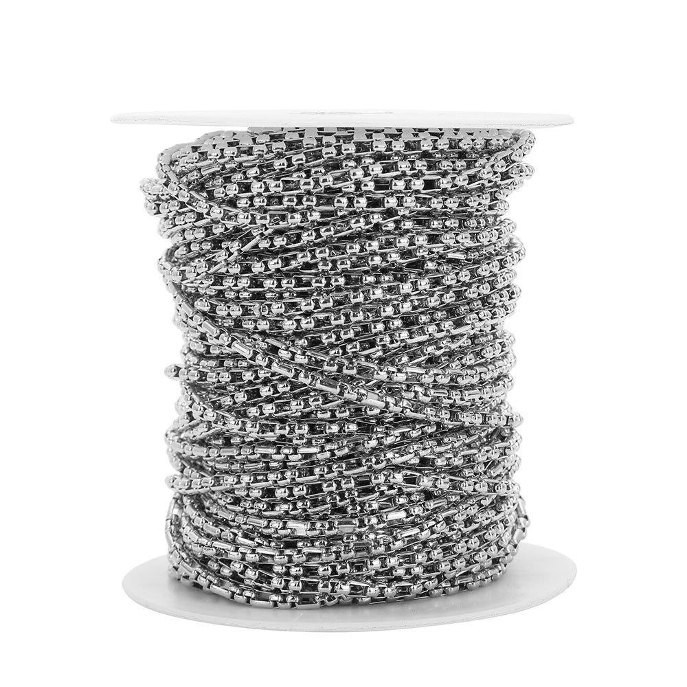 

Коробчатая цепочка из нержавеющей стали 3 мм: 3:1 Квадратный Жемчуг 18k Ожерелье Браслет - Женские Европейские и Американские Ювелирные Аксессуары