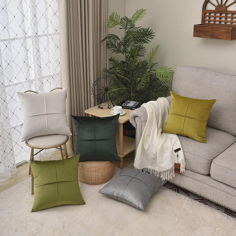 Capa de Almofada de Veludo com Padrão Cruz Sala de Estar Sofá Capa de Almofada Modelo de Quarto de Luxo Leve Almofada de Sofá Encosto