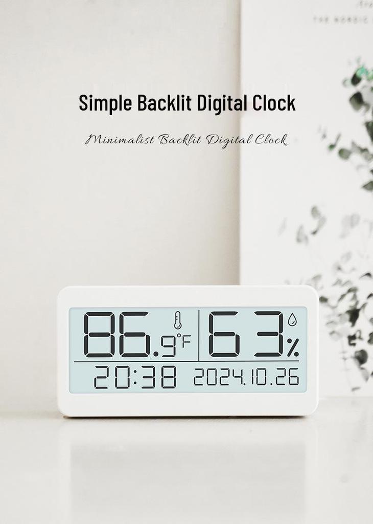 Silent LCD Desktop Alarm Clock with Temperature & Humidity Display