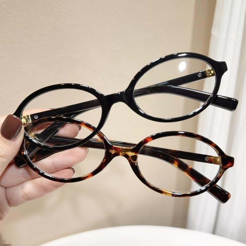 2 STK Modische Y2K Ovale Blaulichtgeschützte Damenbrille mit Schlichter Retro-Dekoration zum Zeitunglesen