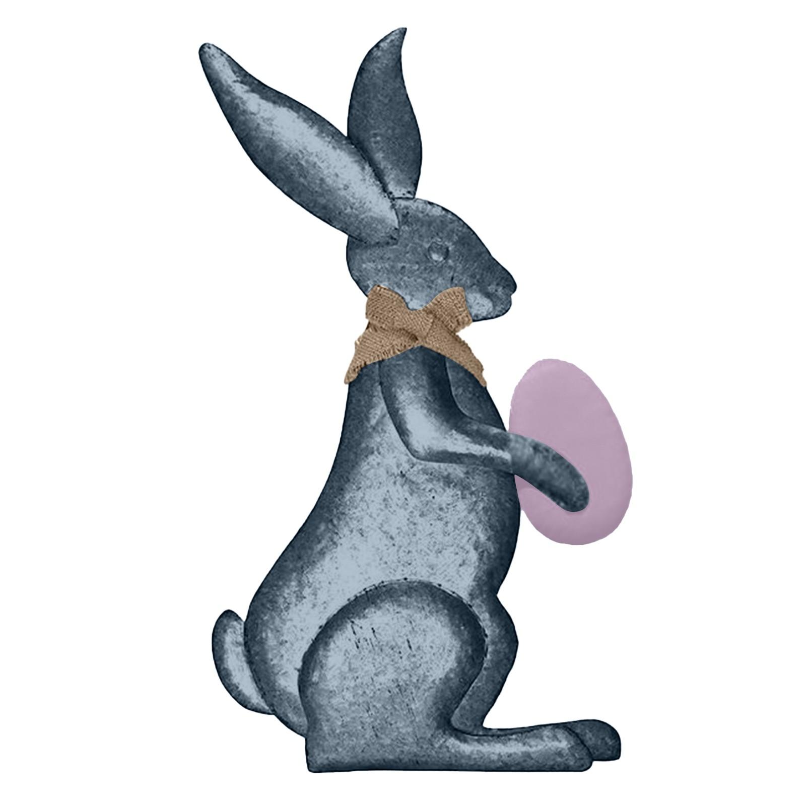 

Decorative Metal Bunny with Bow and Egg Rustic Easter Spring Decoration for Home and Garden, 15-Inch Tall One Size