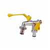 1 Piece Thread Alloy Sink Tap Yellow Double Head Water Faucet Garden Irrigation Watering Valve Switch Washing Machine Accessory