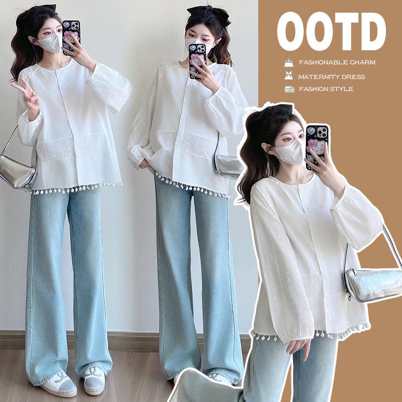 Spring 2026 Round Neck Lace Doll Long Sleeve Shirt XL