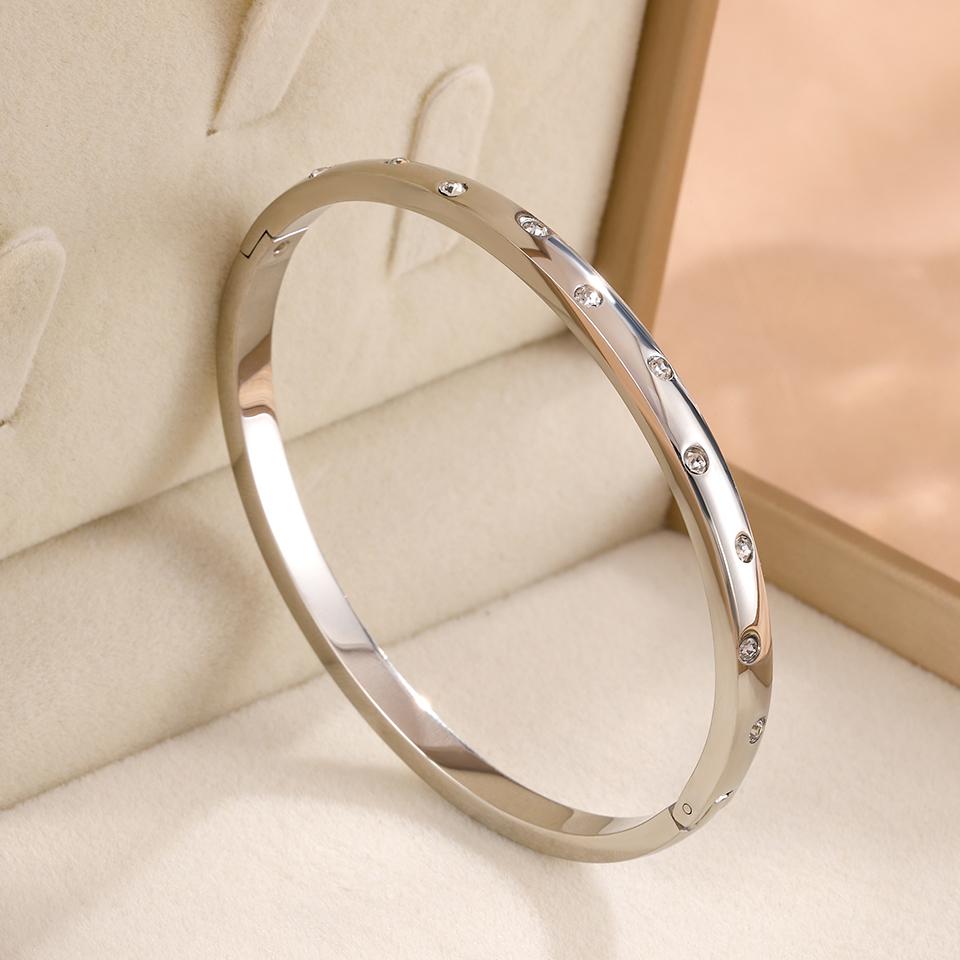

5/1pcs Stainless Steel Bracelet with Shiny Zircon High-end Fashion Stacking Jewelry Birthday Party Gift for Women