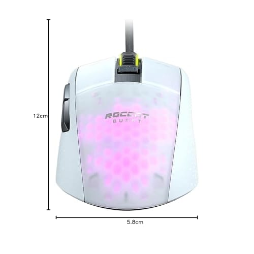 ROCCAT Burst Pro Ultralight Professional Optical Gaming Mouse (Light 68g, Titan Switch Optical, Optical Owl-Eye 16K Dpi, Translucent, RGB AIMO Lightin