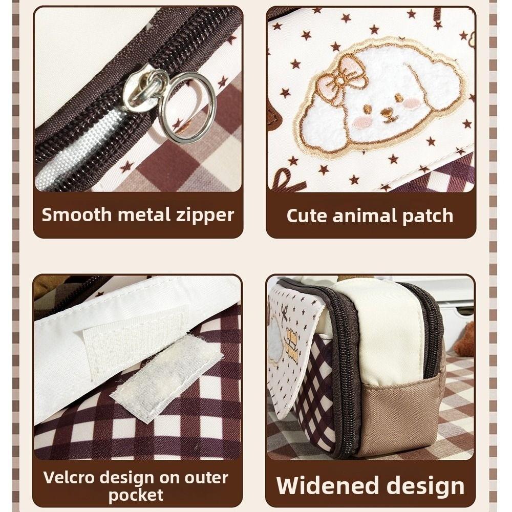 Handheld Embroidered Puppy Pencil Case Large Capacity Stationery Pouch Cartoon Pen Bag  Cosmetic