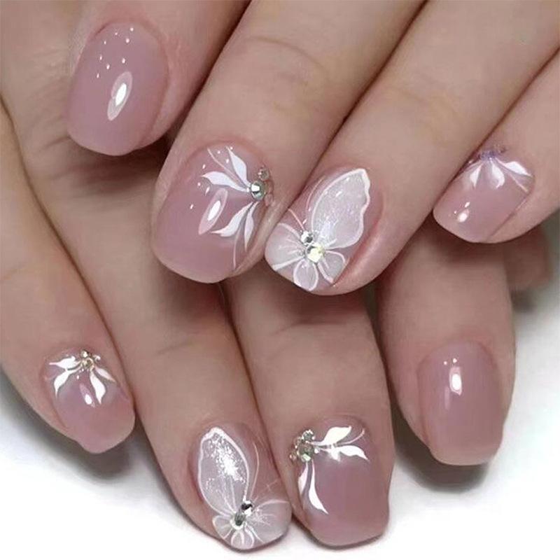 

Diamond Frozen Butterfly Wearing Nail, European and American Wearing Nail Tablets, Instagram Sweet Cool Wearing Nail and Nail Enhancement Tablets