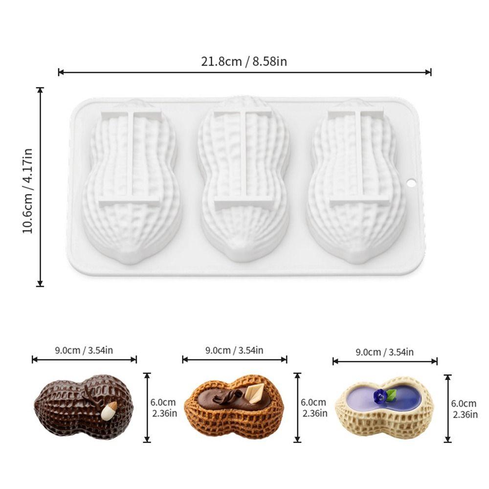 High Temperature Resistant Peanut Silicone Mold 3 Cavities Dessert Making Mold Party Dessert