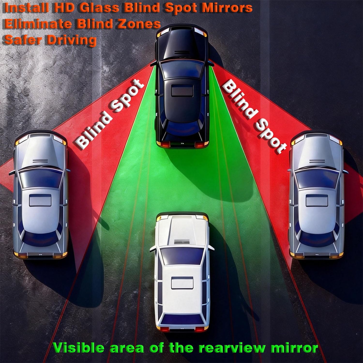 

Blind Spot Mirrors 4 Pack HD Frameless Convex Mirrors for Wide Angle Side View Blind Spot Coverage