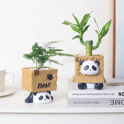Kleiner Blumentopf in Form eines Cartoon-Pandas, Pflanzgefäß für den Garten, dekorative Sukkulenten-Pflanzgefäße, Kunstharzbehälter, Tischdekoration für Zuhause