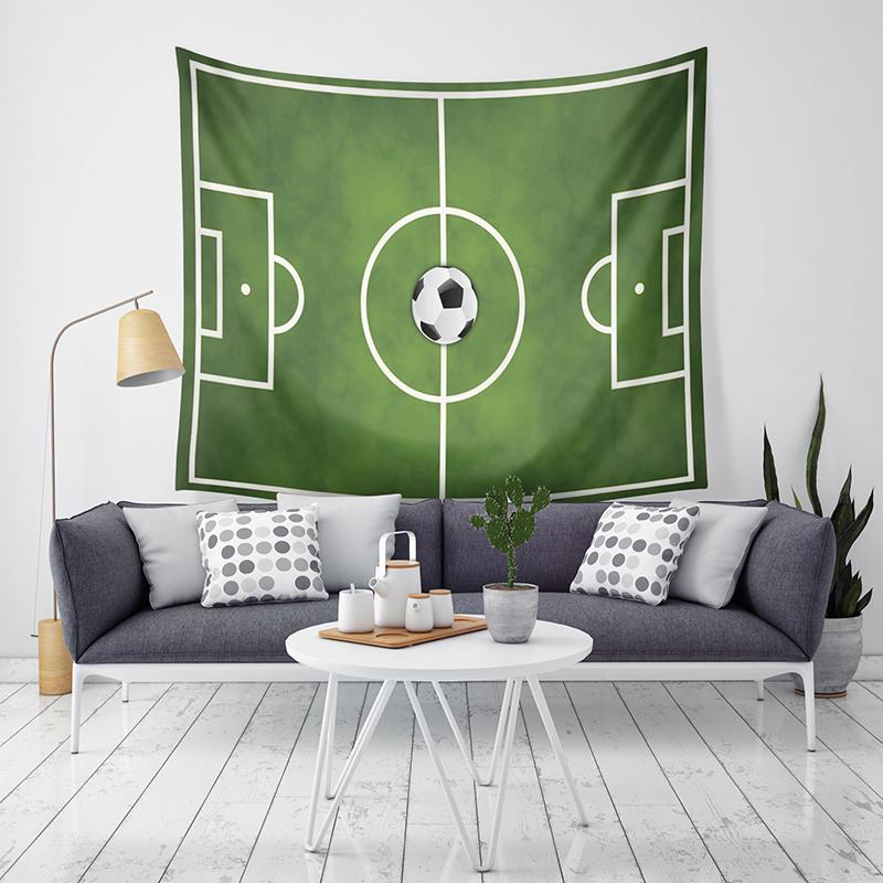 Green Football Field Tapestry Home Decor Wall Hanging Tapestry Bedroom Living Room Dormitory Decoration Soccer Pattern Tapestry