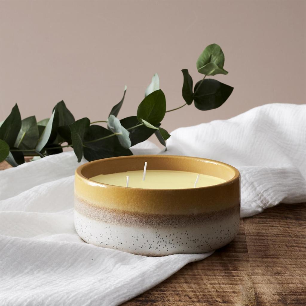 Ceramic Candle 16.5 X 6.5 Cm With Lemongrass Scent