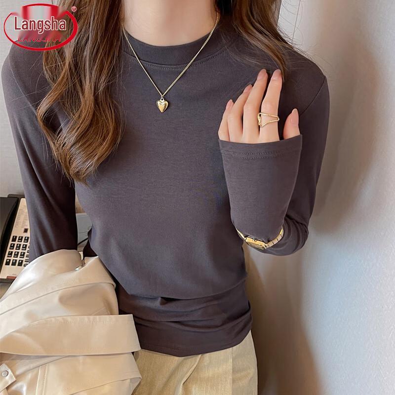 Langsha Women s Modal Stand-Collar Long Sleeve Top L