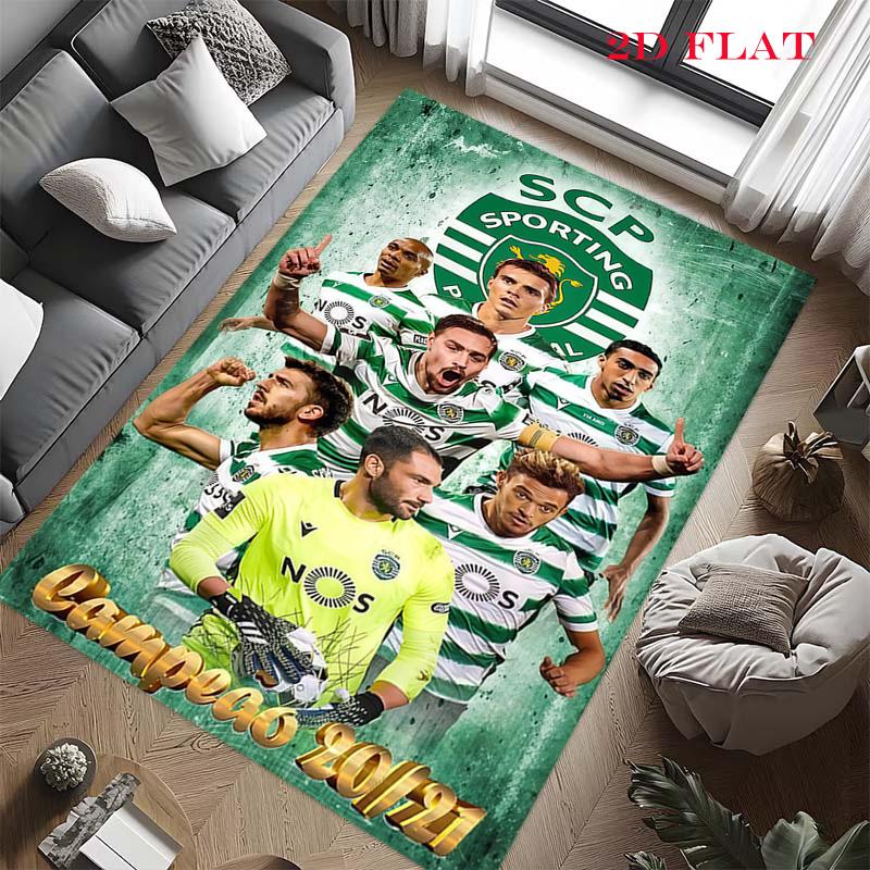 Sporting CP Teppich für Wohnzimmer Schlafzimmer Zuhause Sofadekoration, Rutschfeste Bodenmatte für Kinder zum Spielen