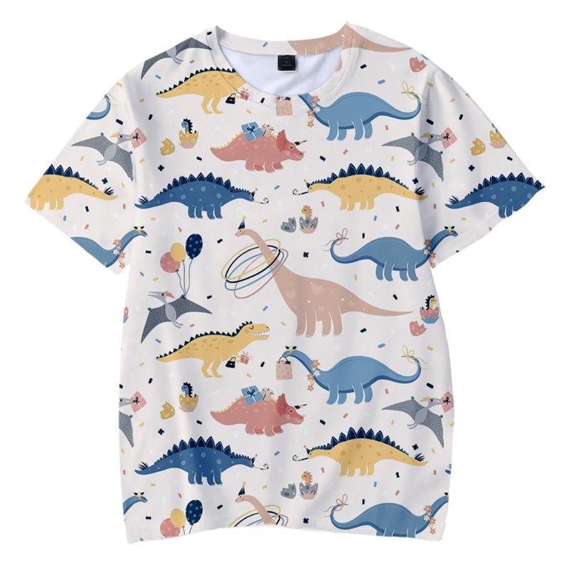 Cartoon Dinosaur Peripheral 3D Printed Adult Loose Short Sleeved T-Shirts Men’s