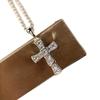 18K Gold-Plated Baojia Necklace with Diamond Inlaid Cross Pendant and Snake Bone Clavicle Chain
