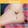 Exquisite Rose Gold Butterfly Studded Double Tassel Anklets For Women In Summer
