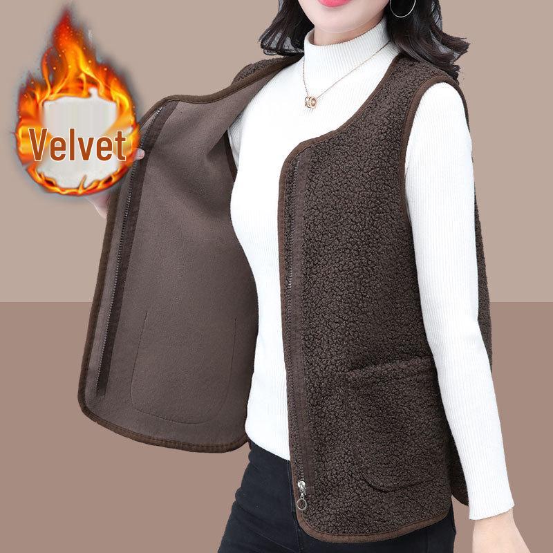 

2024 Новый Стиль Теплый Жилет на Флисовой Подкладке для Женщин Среднего Возраста 3XL