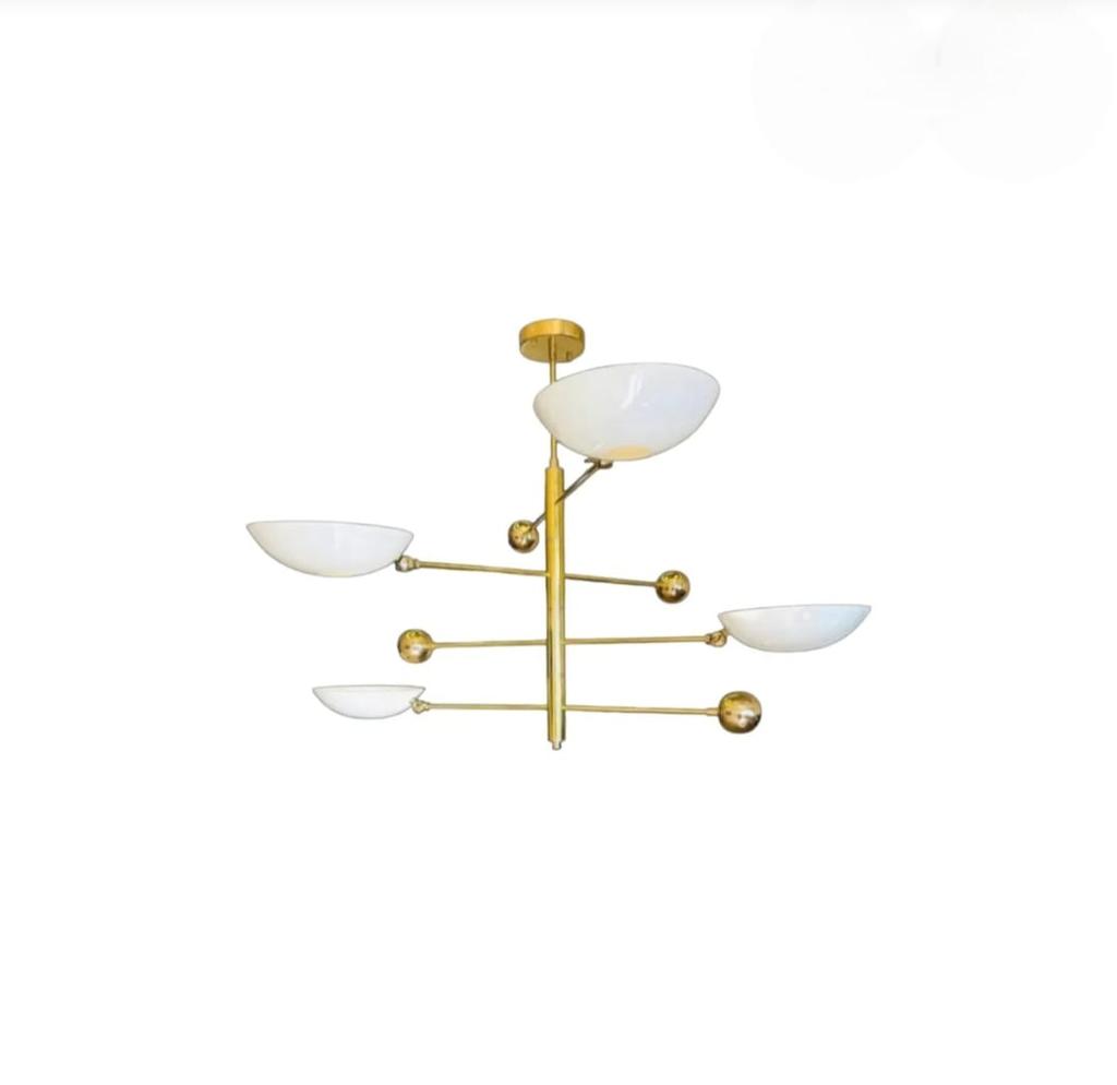 Mid Century Modern Sputnik Kronleuchter 4-flammige Messing Pendelleuchte Semi-Aufbau Deckenleuchte Handgefertigt Heimbeleuchtung Dekor Geschenk