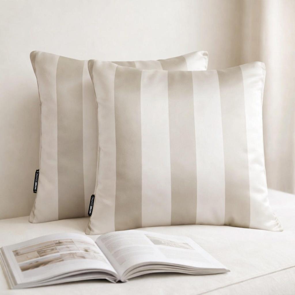 Design Decorative Throw Pillow Covers, Striped Modern Satin Cushion Cover Pack of 2 Pillowcases