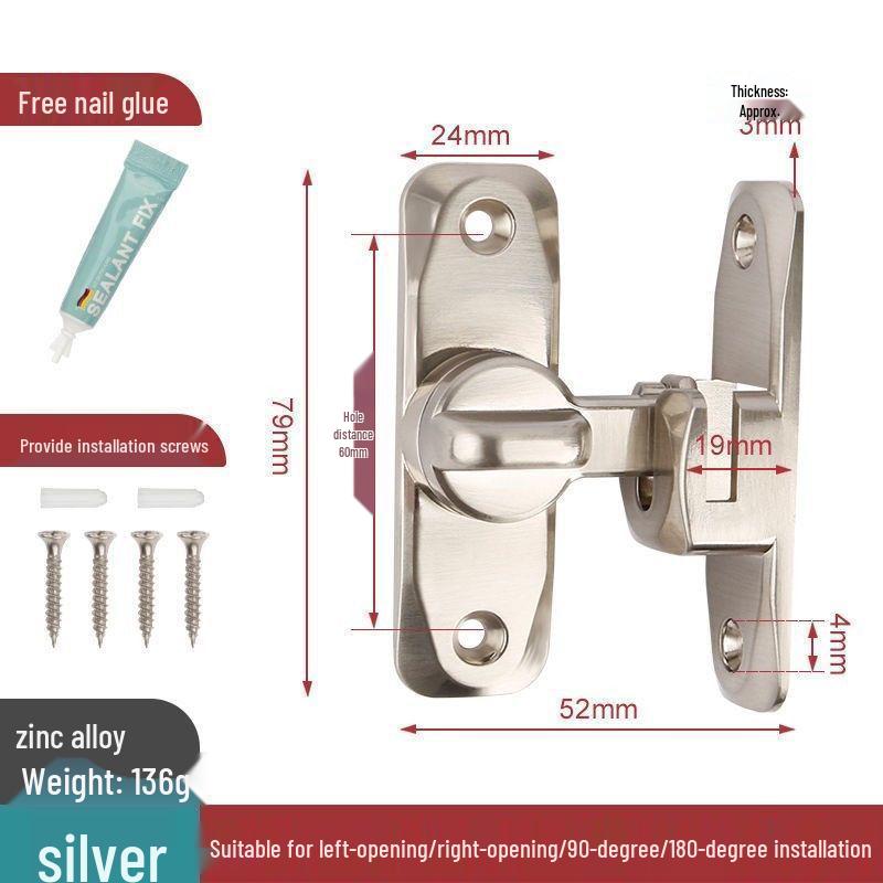 90° Zámek na posuvné dveře (stodolové dveře): Západka bez vrtání, Spona na posuvné dveře, Bezpečnostní šroub