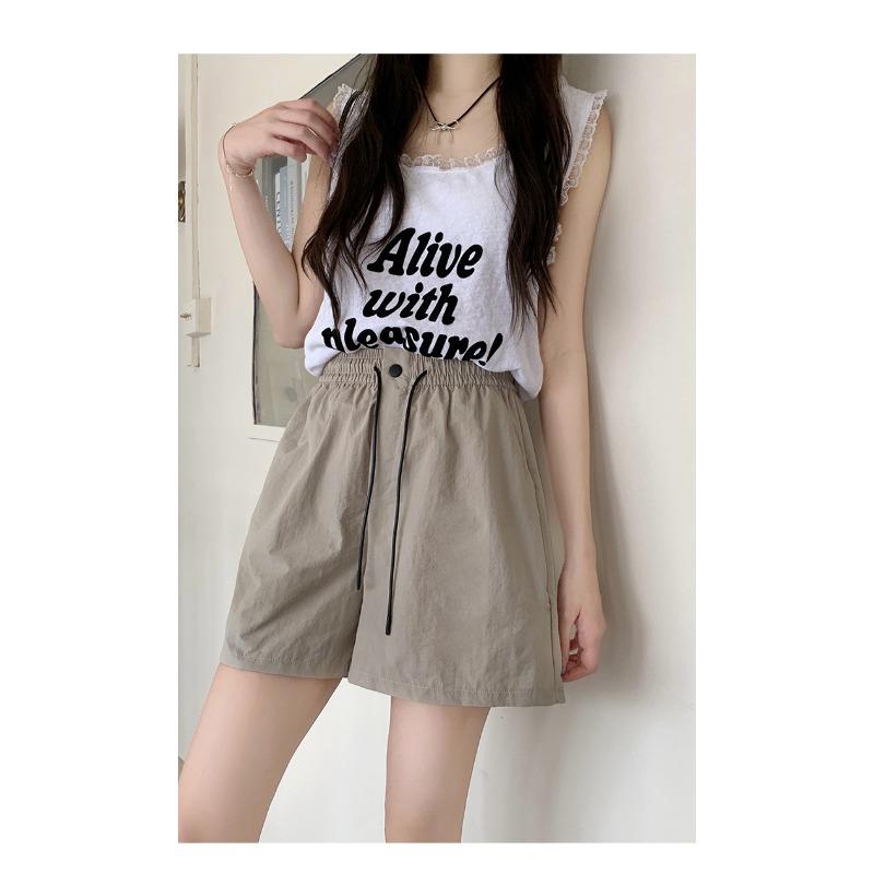 Elastische High Waist Weite Beine Schnelltrocknende Lässige Shorts Damen Sommerkleid Alles Koreanische Version Sport Strand