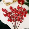 Red Christmas Artificial Berry Stems Xmas Tree Fake Flowers Ornaments DIY New Year Snow Wreath Crafts Berries Decoration