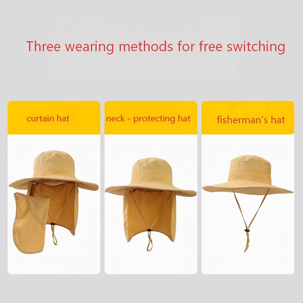 Unisex Summer Bucket Hat Wide Brim UV Protection Quick Dry Breathable Sun Hat Fishing Hiking Camping Outdoor Face Cover Cap
