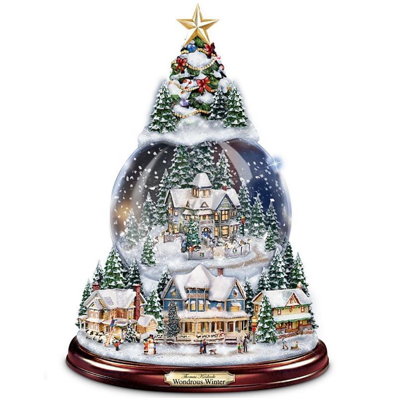 Christmas Tree Rotating Sculpture Train Decoration Window Stickers Christmas Decorations Winter Home Furnishings