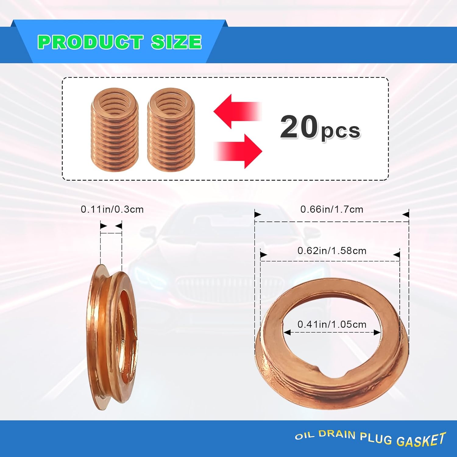 

20Pcs Oil Drain Plug Gasket, Copper Crush Washer Compatible with Nissan/Infiniti G35 G37 Nissan - Rogue Sentra Xterra Altima Frontier Armada Jukes