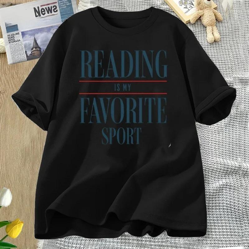 Retro Fashion Letter Printed Tshirt  Artistic Style Short Sleeved Round Neck  Versatile Daily Street Womens Tshirt