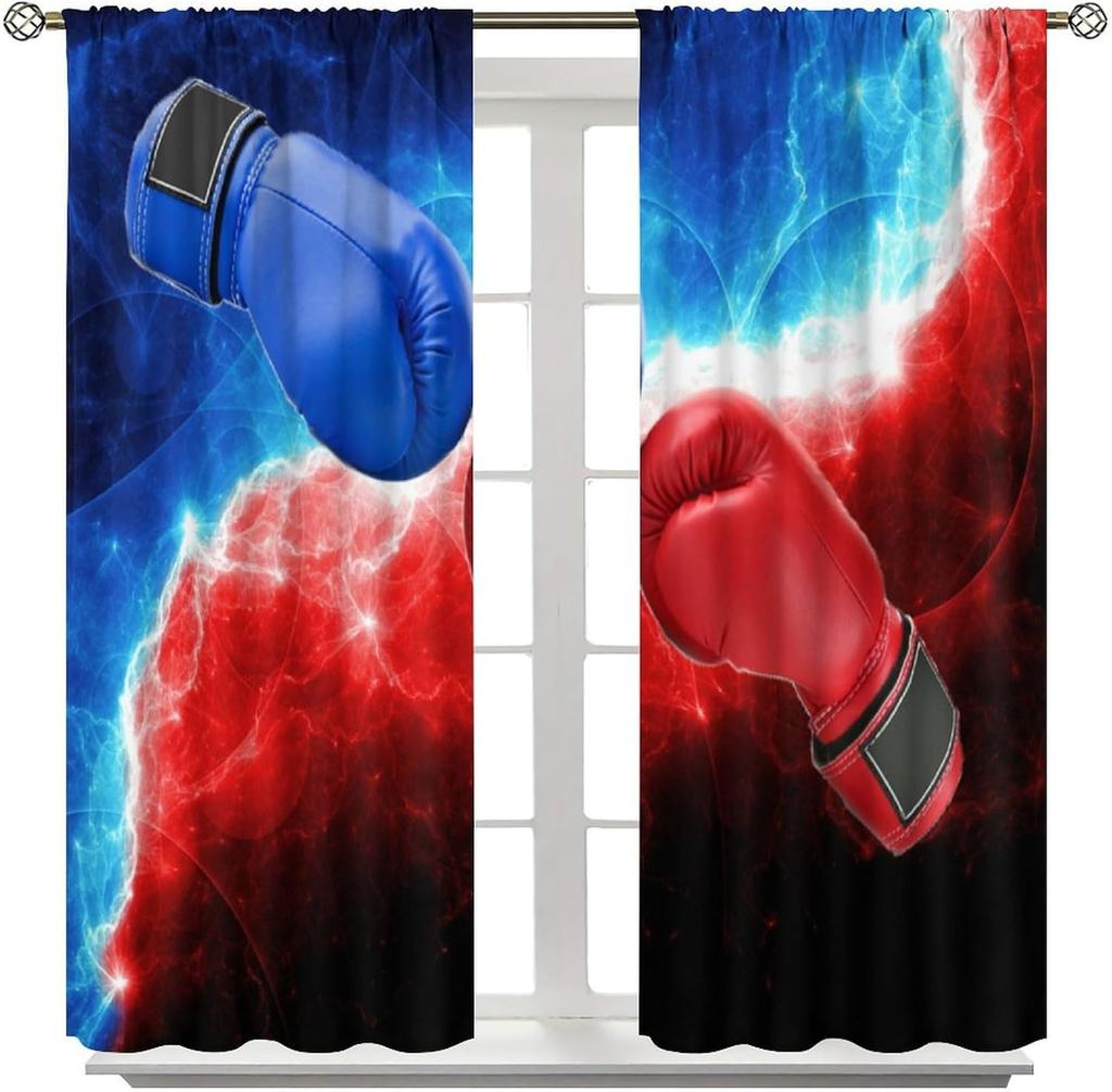 Boxing Window Curtains for Adult Teens Boys Bedroom Living Room Home Decor Curtain Panels Competitive Game Boxing for Home