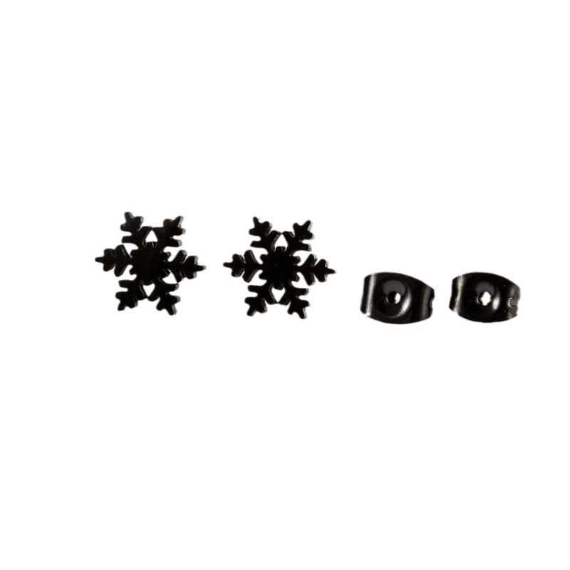 

Women Minimalist 10mm Gold Tone Hollow Snowflake Stainless Steel Huggie Hoop Earrings 1pair чорний