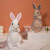 Yousheng Bunny Decoration Rattan Effect Resin Candle Holder Imitation Rattan Texture Easter Bunny Ornament Resin Figurine Home Table