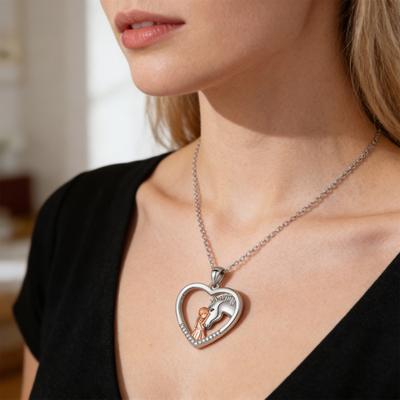 Paard Ketting voor Vrouwen Meisje En Paard Hart Hanger Ketting Sprankelende Strass Ketting Sieraden Cadeau voor Paardenliefhebbers Meisjes Dochter