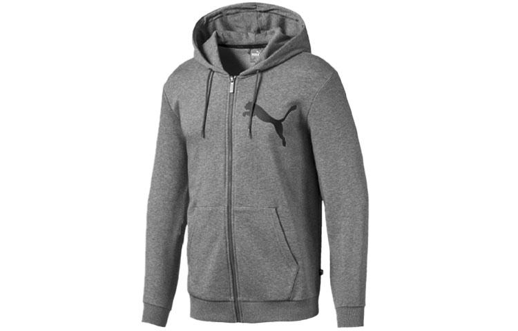 PUMA Sweatshirts Men s Gray Hooded Moderate Cardigan 580568-03 L